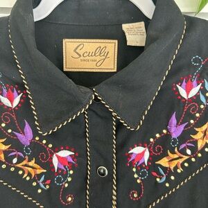 Scully Black Shirt with Vibrant Embroidery